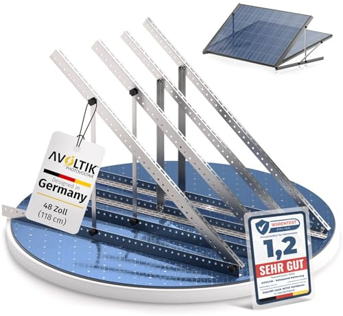 Avoltik Balkonkraftwerk Halterung 2er Set bis 118cm I Solarpanel Halterung für 2 Module I Verstellbar 0-90° I Ideal für Dach, Balkon & Boden