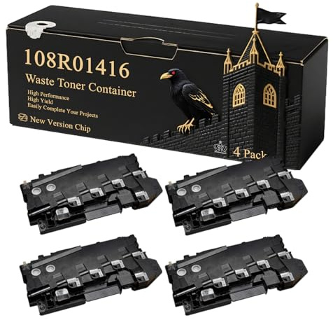 108R01416 Waste Toner Container Compatible for Xerox Phaser 6510 6510DN 6510N Printers, With Chip, 30000 Pages, Vibrant Colours (4 Pack Black)