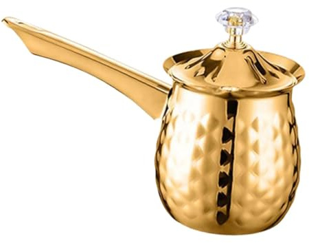 ANDRESLAD Cafetera Turca de Inoxidable Multifuncional para Inducción y Cocina con Mango Resistente al Calor Tetera y Leche Olla para Derretir Mantequilla Diseño Vintage Dorado para Hogar y