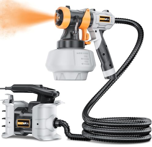 Paint Sprayer - BATAVIA 700W HVLP High Power Spray Paint Gun with 6FT Air Hose, 4 Nozzles & 3 Patterns, Paint Gun for House Painting, Furniture, Cabinets, Fence, Home Improvement