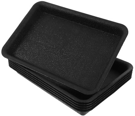 Abaodam 6 Bandejas Rectangulares para Macetas Negras Platillos de Plástico sin Agujeros para Plantas de Interior Bandejas de Agua para Jardineras Recogedoras de Drenaje y Tierra