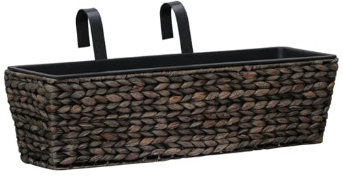 Gecheer Fioriere in giacinto intrecciato, set di 2 vasi rimovibili, marrone, per giardino terrazzo balcone decorazione esterna