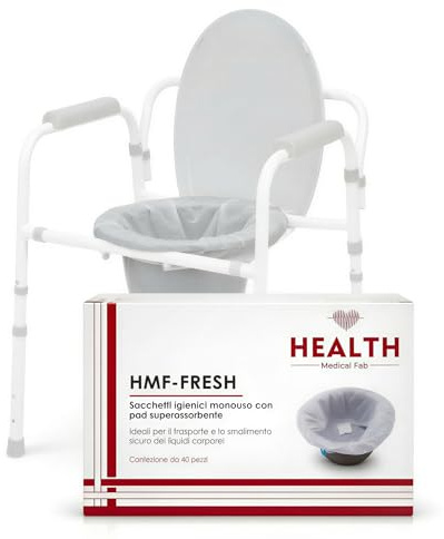Sacchetti Igienici Monouso con Pad Assorbente HMF-FRESH – Sacchetti per Urina e Liquidi Corporei – Anti Perdite, Superassorbenti, per Emergenza, Viaggio e Assistenza – 40 Pezzi