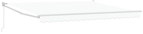 Fisinber Tenda da sole con braccio articolato, 400 x 300 cm, tenda retrattile per terrazza e balcone, parasole manuale in poliestere e alluminio stabile, colore bianco