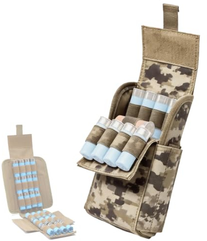 Portacartuchos Recargables para Escopeta De 25 Cartuchos, Bolsa MOLLE para Balas, Funda MOLLE De Acceso Rápido para Calibres 12 Y 20, para Llevar En El Cinturón(ACU)