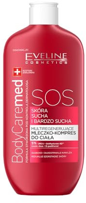 Eveline Cosmetics BodyCare Med+ Advanced Multi-Regenerating Body Milk Compress for Very Dry Skin, Intensive Moisturizing Treatment with bioHyaluron 4D™, Urea & Shea Butter - BodyCare MED+, 350ml