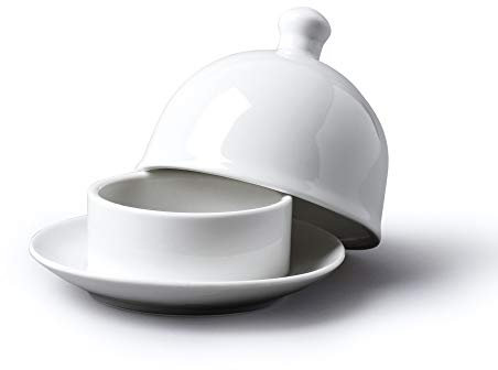 Wm Bartleet & Sons Traditional Porcelain Individual Butter Pat/ Pinch Bowl with Lid 9cm – White