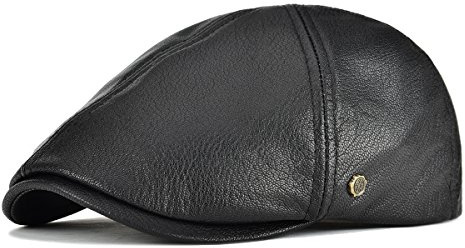 VOBOOM Leather Ivy Newsboy Caps 6 Panel Cabbie Beret Hat (7 1/4, Black)