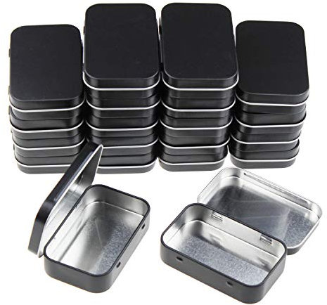 Goodma 20 Stück rechteckige Metalldosen Leere Scharnierdosen Behälter Basic Notwendigkeiten Home Storage Organizer Mini Box Set 95 x 62 x 20 mm Schwarz