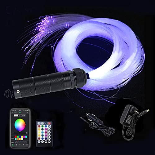 AZIMOM Car Use 6W RGBW 200pcs 0.03in 6.5ft Fiber Optic Lights Starlight Ceiling Light Kit End Glow Optic Cable Music Mode APP Remote Sensory Lighting Indoor Home Headliner Decoration