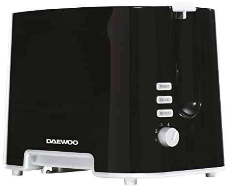 Daewoo 2 Slice Toaster – Black, Compact, Variable Browning Control, Defrost, Reheat, Cancel Functions, Removable Crumb Tray, Ideal for Home, Student, Office Kitchens