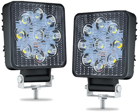 Willpower 2 Pcs Quadrat LED Arbeitsscheinwerfer, 4 Zoll 27W led fernscheinwerfer, Led Scheinwerfer 12v für Auto Bagger Anhänger Traktoren LKW SUV offroad