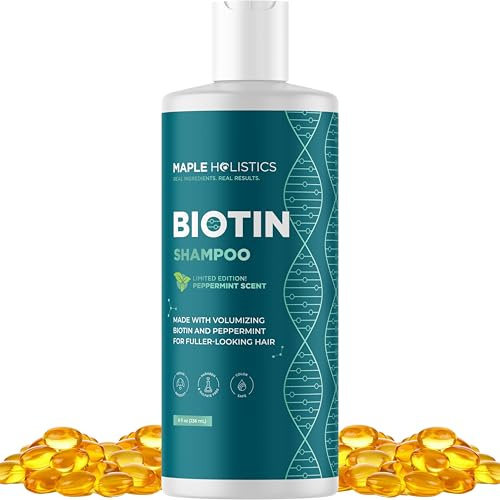 Mint Biotin Shampoo for Thinning Hair - Vegan Sulphate Free Hair Shampoo with Volumizing B Vitamins Argan Peppermint and Rosemary Oil - Biotin Hair Shampoo for Dry and Damaged Hair Care - 236mL