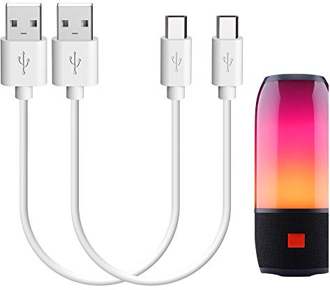 GEEKRIA cable de carga corto para altavoces USB, compatible con JBL GO2, Flip4, Flip3, Charge2+, Charge3, Pulse3, Boombox, cable de alimentación de reemplazo USB (30 cm, pack de 2)