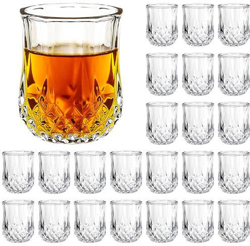 INFTYLE Shot Glasses Set of 24-1.5oz Small Mini Shot Glasses Classic Whisky Vodka Tequila Sherry Brandy Cordial Mini Snifters Glasses For Parties Bars