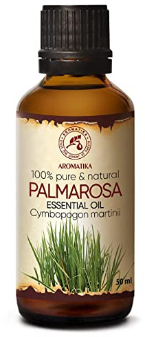 Ätherisches Palmarosaöl 50ml - Cymbopogon Martini - Feuchtigkeitsöl - Aromatherapie Öl für Diffusers und Duftlampe - Seifenherstellung - Haut & Haare