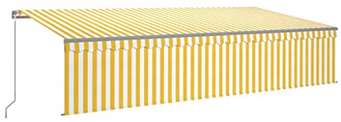 vidaXL Gelenkarmmarkise Einziehbar mit Jalousie Markise Sonnenmarkise Balkonmarkise Sonnenschutz Sichtschutz Terrasse Balkon Garten 6x3m Gelb Weiß