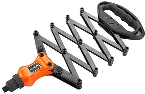 TOOLSTEK WOKIN 32 Inch Lazy Tongue Tong Hand Riveter with 5 Nosepieces Pop Rivet Gun Single Pull Action Riveter Fast Riveting Folding Extending Rivet Gun Suitable for Aluminum Stainless Steel Rivets
