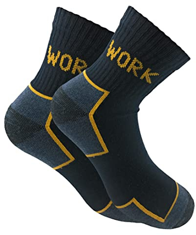 Lucchetti Socks Milano Arbetsstrumpor Fotled Höjd Förstärkt Toe och häl Bomullssvamp, 6 par svart-gråblå, 35-38 EU