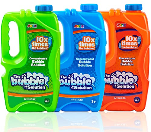 JOYIN 3 Packs 32 oz Bubble Concentrated Solution (up to 7.5 Gallon), Refill Solution for Bubble Machine, Wand, Blaster, Blower