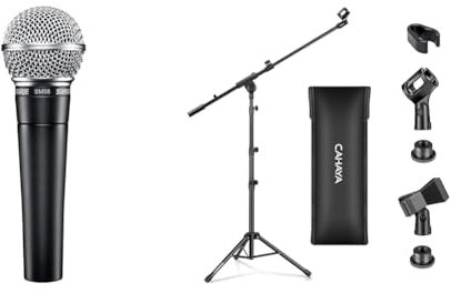 Shure SM58-LC El micrófono de Voz dinámico está diseñado para el Uso Profesional en Voces & CAHAYA Soporte de Micrófono con Brazo con Dos Pinzas para Microfonos Pie de Micrófono Plegable