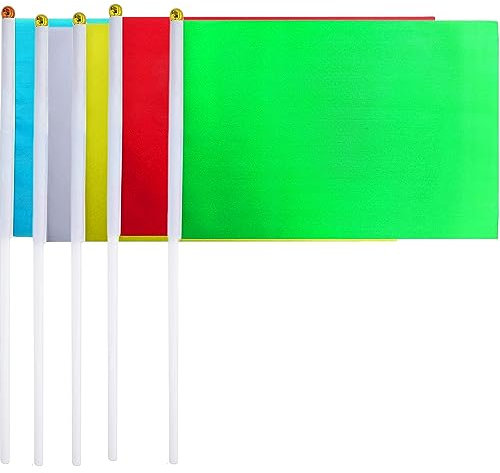 50 Packs Colorful Small Flags on Sticks Hand-hold Flag DIY Solid Color Hand-waved Banner Party Parade Celebration Sports Kindergarten School Events Festival Outdoor Decoration 14 * 21cm/5.5 * 8.2in