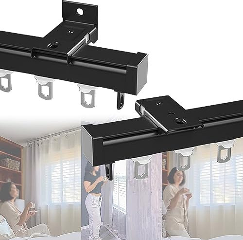 V3VOGUE Gardinenschiene 50 180 260 600cm Vorhangschienen Aus Aluminium, Wand Und Deckenbefestigung, Mit Deckenhalterung Und Wandhalterung, Für Schiebevorhang Oder Gardinen Trennvorhänge