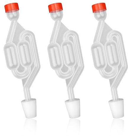 AMONENZ 3 Stück Gärröhrchen, Transparent Gärbehälter, Gärballon mit Gärspund, Gärröhrchen Kunststoff, Weinballon zum Brauen von Bier, Wein, Fermentiertem Sauerkraut