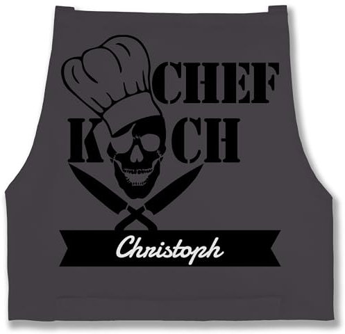 Schürze - Kochschürze - Chefkoch mit Name I Geschenk Kochen I Hobbykoch - 85x69 - Anthrazit - personalisierte kochschuerze küche kochschürzen koch schürzen weihnachten männerschürzen