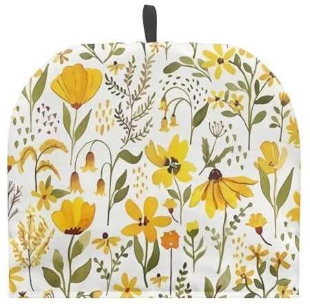 NETILGEN Tea Pot Cozy for Teapot Insulated Tea Pot Cozies Tea Kettle Quilt Keeping Warm Dust Proof Teapot Cover for Home Kitchen Tea Party Decorative Accessories, Yellow Flower