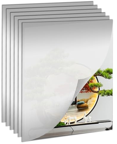 YUZUCMCM 6PCS Wall Mirror Tiles, Upgrade Shatterproof Self-Adhesive Full Length Mirror for Bedroom, Bathroom, Home Gym - Frameless Acrylic Tiles for Home Decor 17.8'' x 12''