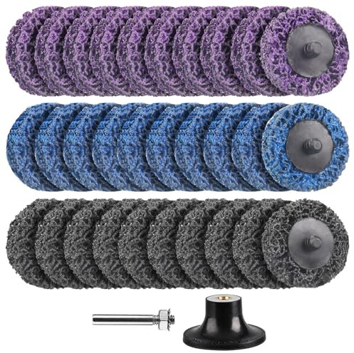 Shineboc 30 Stück CSD Scheibe Schleifscheibe 50mm Schleifaufsatz für Akkuschrauber Schleifen für Dremel, Reinigungsscheibe Set für Bohrmaschine von Farbe, Rost, Oxidation Reinigen & Entfernen