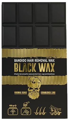 BANDIDO Hair Removal Wax - Agda – 500g Heißwachs in Schokoladenform zum Abbrechen,für alle Hauttypen – Unisex Enthaarungswachs für Gesicht, Bikinizone, Beine & Arme – 4 Sorten (500gr, 01-Black)