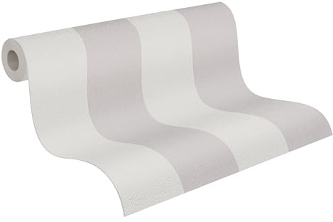 A.S. Création Pure Elegance 397973 Papier peint non tissé à rayures bloc 0,53 x 10,05 m Beige crème gris Papier peint à rayures fabriqué en Allemagne