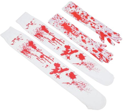 UPKOCH Wiederverwendbare Blutige Handschuhe und Strümpfe für Halloween Einzigartiges Design Party-zubehör