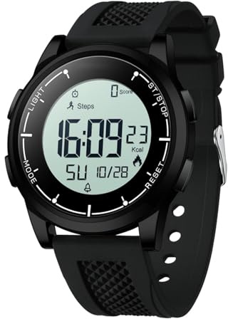 Forrader Montre numérique pour homme - Étanche - Ultra fine - Style militaire - Podomètre - Avec chronomètre - Rétroéclairage LED - Alarme - Calories - Date