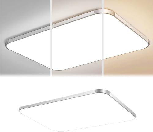 SUBTLETY Dimmbar Deckenleuchte 65x43x10cm LED Deckenlampe mit Fernbedienung IP44 Wasserdichte Badlampe Modern Schlicht Lampe für 20-30㎡ Büro Wohnzimmer Schlafzimmer Flur Keller Küchen (72W)