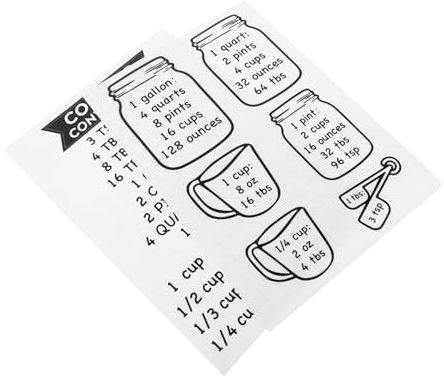 CIYODO 2pcs Kitchen Cooking Conversion Chart Sticker, Ingredient Measurement Guide, Ounces to Cups Baking Conversion Tool, Accurate Measurement for Cooking and Baking