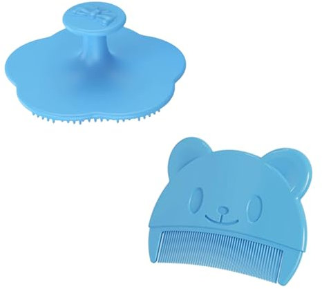 2 Stück Baby Kamm Set in Blau mit Schorfkamm & Waschbürste,Milchschorf Baby Entfernen,Sanfte Haarbürste für Neugeborene zur Kopfhautpflege,Kamm gegen Milchschorf,Schorfkamm Baby für Empfindliche Haut