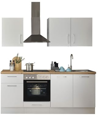 TURIN Z Küchenzeile ohne Küchengeräte Küche in Weiß Artisan Eiche Optik | 210 x 211 x 60 cm (B/H/T), Küche ohne Elektrogeräte, Einbauküche ohne Geräte, geräumig, mit viel Stauraum, modernes Design