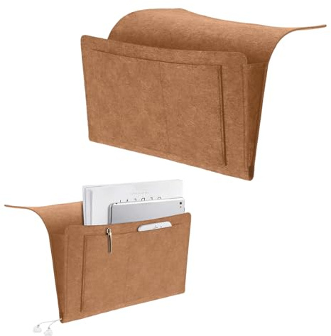 JOZMMZEOOA Organizador Cama,Organizador Mandos Sofá | para Dormitorio Sofá Mesita de Noche Lugar Gafas Teléfono, Almacenamiento, Colgante, Fieltro, Cama, Organizer, Bolsillo,para