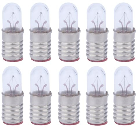 ShuoHui E5 Mini Light Bulb 24 V 50 mA Warm White E5.5 H0 Yellow Pack of 10 Screw Bulbs (24 V)