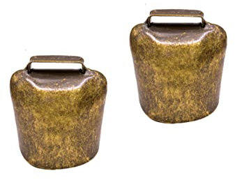 BESTonZON 2stücke Teiliges Dicke Vintage Kuhglocken Aus Bronziertem Eisen Kleine Hängende Tierglocken Für Schafe Pferde Kühe Laute Alarmglocken Langlebige Diy-bauernhof-dekoration Für Weide