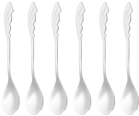PATIKIL 6pcs Coffee Spoons, Wings Tea Spoons 304 Stainless Steel Teaspoons Small Cute for Stirring Espresso Coffee Bar Tableware Dessert Flatware Tea Party, Silver