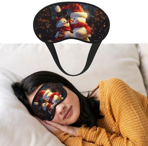 Augenmaske zum Schlafen, atmungsaktiv, lichtblockierend, Schlafmaske, Weihnachten, Schneemänner, Nacht, Augenbinde, weich, bequem, Nacht-Augenschutz, für Männer und Frauen, Augenabdeckung für