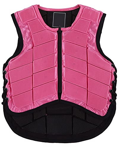 Segrehy Kids Equestrian Vest Foam Padded Safety Horse Riding Protective Gear Body Protector Pink Adjustable Comfortable Lightweight Durable Nylon Material for Children Equestrian Sports (CL)