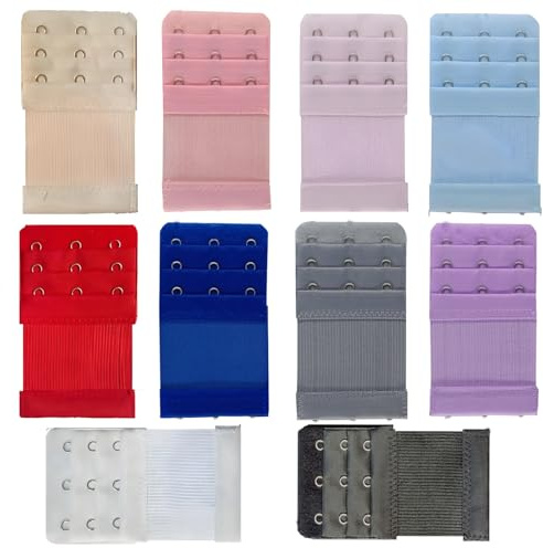 Suupii 10Pcs Bra Extenders 3 Hooks, Women's Bra Extenders, Adjustable Multi Coloured Elastic Women Bras Extension Strap Three Rows and Three Buckles for Pregnancy and Daily Wear