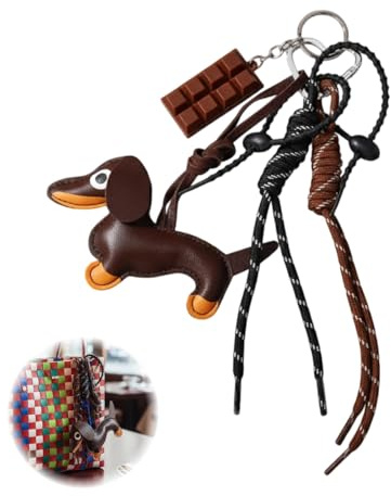 Yowfond Dackel Schlüsselanhänger aus Kunstleder, Liebe Schlüsselanhänger zum Geburtstag, Niedliche Y2K Tasche für Damen, Ästhetisches Accessoire für Rucksack
