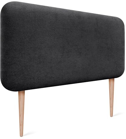 DHOME Gepolstertes Glattes Abgerundetes Kopfteil aus Aqualine-Stoff mit Beinen für Wand Akustik-Kopfteile Schalldämmend Kopfende Bett Schlafzimmer (Schwarz, 100cm)