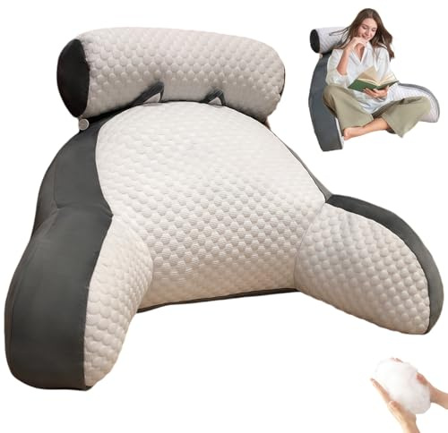 Yagerod Rückenkissen Bett, XXL Relax Rückenstützkissen, 70x50cm Groß Viroxa Lesekissen mit Armlehnen, Abnehmbarer Kissenbezug, Rückenstütze bieten, zum Lesen, Fernsehen, Treffen, Faulenzen(A,60 x 40)